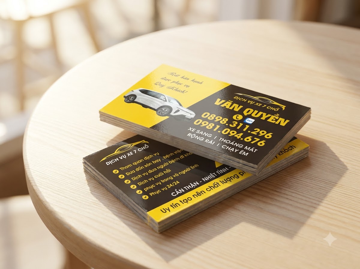 Mẫu name card xe dịch vụ taxi điện vinfast - in name card giá rẻ